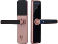 Rawrr Verrou de porte biométrique à empreintes digitales pour portes en bois, Bluetooth électronique, compatible avec Tuya Smart Lock pour télécommande, contrôle de déverrouillage sans clé, rose