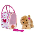 "Pucci Pups – Toy Dog – Plush Puppy – Dog Carrier – Toy Cocker Spaniel – 3 Years + – Pink & Golden Heart Print Bag with Cocker Spaniel"