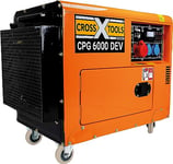 CROSS TOOLS Groupe électrogène diesel (5 000 W de puissance maximale, 2 x 230 V, 1 x 400 V, réservoir de 15 l, sécurité en cas de manque d'huile, démarreur électronique, batterie incluse) CPG 6000