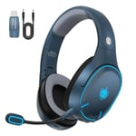 PHOINIKAS Q6 Casque Gaming sans Fil avec Double Puces, Bluetooth 5.3 pour Téléphone/Ordinateur Portable, USB sans Fil 2,4GHz pour PC/PS4/PS5/TV, Microphone Antibruit Amovible, 30 Heures, LED