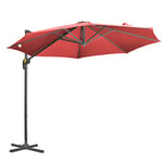 Outsunny Parasol déporté Ø 3 m octogonal inclinable manivelle avec pied en acier Rouge vineux