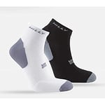 Hilly Active-Quarter-Min (Twin Pack) Cushioning Chaussettes de Course, Blanc/Noir/Gris, S Mixte