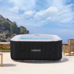 AREBOS Spa Gonflable | pour l'intérieur et l'extérieur | 4 Personnes | 154x154cm | 100 Jets de Massage | Carré | 600 litres