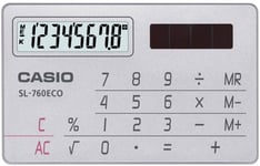 Casio Sl-760Eco, Ficka, Grundläggande, 8 Siffror, Solar, Silver