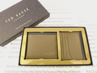 TED BAKER Leather Wallet & Card Holder Gift Set Mens 2in1 Mid-Green Gift Boxed