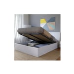 Le Quai Des Affaires - Lit coffre barcelona 140x190 + 1 sommier / Blanc/ 200x155x88