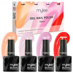 Mylee Gel Nail Polish Colour Set 4x10ml [Eden Quad] UV/LED Soak-Off Nail Art Manicure Pedicure for Professional, Salon & Home Use [Spring/Summer 2024] - Long Lasting & Easy to Apply