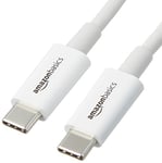 Amazon Basics - Câble de Charge Rapide USB-C vers USB-C 2.0 - Vitesse de 480 Mbps - Certifié USB-If - pour Apple iPhone 15, iPad, Samsung Galaxy, tablettes, Ordinateurs Portables - 2.7 m, Blanc