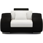 Fauteuil cuir relax design blanc et noir oslo