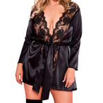 Robe De Chambre Satin Femme,Saint Valentin Sexy Nightwear Plus Size Short Soie Soie Dentelle Babydoll Robe Robe Peignoir Kimono Chemises Vêtements De Nuit Chemise De Nuit Pour Pyjama Tops Cadeaux,No