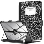 MoKo Case for iPad 9th Generation 2021/ iPad 8th Generation 2020/ iPad 7th Gen 2019 with Pencil Holder, Built-in Screen Protector Clear Back, Multi Angle Viewing Stand, Auto Wake/Sleep, Notebook Black