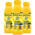 3x Garnier Ultimate Blends Hair Food Nourishing Banana Shampoo 350ml