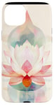 Coque pour iPhone 15 Plus Blanc Art Déco Géométrique Fleur de Lotus Éléments Célestes