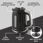 Breville VKT221 Black & Chrome Electric Kettle 1.7L 6-8 Cup 3kW Fast Boil