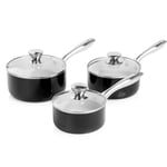 Morphy Richards Accents 3pc Black Non Stick Saucepan Pot Sauce Pan Cookware Set