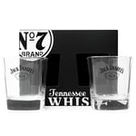 Jack Daniels Whiskey Glasses - Gift Set of 2 Licensed Old No 7 Glass Whiskey Tumbler 330 ml - 11oz Premium Whisky Glass Set - Christmas, Birthday Gifts for Men, Gifts for Him, Boyfriend, Mens Gifts