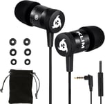 Fusion Ecouteurs Haute Qualité Audio - Durables + Garantis 5 Ans - Innovant - Ecouteur Intra-auriculaire avec Mousse à Mémoire de Forme et Microphone - Prise Jack 3,5mm - Version 2024 - Noir(Q699)