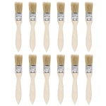 1 Inch Paint Brush Natural Bristle Flat Edge Wood Handle for Painting 12Pcs