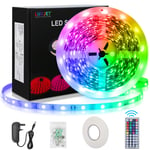 15M LED Strip Lights LUXJET RGB Colour Changing Rope Light SMD 5050 with 44 Key RF Remote Controller, 450LEDS Multicolour Lighting for Ceiling Bedroom TV Garden Bar Party Home (1Pack-15M, RGB)