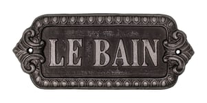 Vintage Style Blackened Silver Le Bain Bathroom Metal Door Wall Plaque Sign 21cm