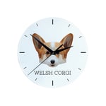 Pembroke Welsh Corgi - geometrisk väggklocka med foto och inskription av märket Art-Dog