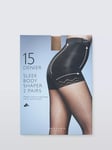 John Lewis 15 Denier Sleek Body Shaper Tights, Pack of 2