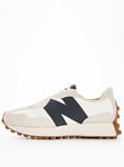 New Balance 327 Trainers - Beige/Navy, White/Navy, Size 6.5, Women