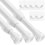 3PCS Net Curtain Rod Extendable Easy Use Spring Loaded Tension Rod with 6PCS Holder for Cupboards,DIY Projects 18-27cm White(Diameter:13mm) (Please check if the length is suitable before purchasing!)