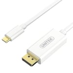 UNITEK 1.8m 4K USB-C to DisplayPort 1.2 Cable in White Plastic Housing. Supports upto 4K@60Hz. Plug &amp; Play. HDCP2.2 for 4K Netfli, Amazon Prime Video &amp; More. USB3.1. Gold Plated Connectors. White. V400A