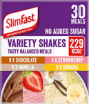 SlimFast Variety Shakes Sachet Assorted Box Chocolate Strawberry Banana Vanilla