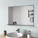 S'AFIELINA Miroir de salle de bain avec étagère Miroir mural Miroir de courtoisie 80 x 60 cm