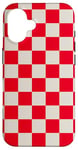 Coque pour iPhone 16 Rouge et blanc foncé classique à carreaux