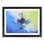 Droplet Of Water In Abstract Modern Art Framed Wall Art Print, Ready to Hang Picture for Living Room Bedroom Home Office Décor, Black A3 (46 x 34 cm)
