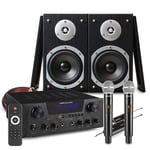 Karaoke Set with Bookshelf Speakers, AV430B Amplifier and Wireless Microphones