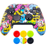 9CDeer 1 x Protective Customize Transfer Print Silicone Cover Skin Cartoon Skulls + 6 Thumb Grips Analog Caps for Xbox Elite Series 2 Controller