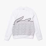 Lacoste Mens Crewneck Oversized Crocodile Sweatshirt in White material_cotton - Size X-Small