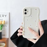 Coque Arrière En Silicone Liquide Pour Iphone 11, Mignon Boucle Ondulée Cadre Marguerite Motif Cas Souple Antichoc Protection Bumper Cover Pour Iphone 11 6,1"" - Beige