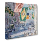 Avenue Of The Allies by Childe Hassam Classic Painting Canvas Wall Art Print Ready to Hang, Framed Picture for Living Room Bedroom Home Office Décor, 20x20 Inch (50x50 cm)