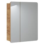 Otitec - Armoire de salle de bain avec miroir murale - Chêne artisanal doré - L60-H75-P16 - arriba - Chêne artisanal doré