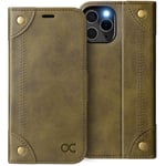 OCASE iPhone 12 Pro Max Case, iPhone 12 Pro Max Rivet Wallet 5G Case, PU Leather Folio Flip Case with RFID Blocking Card Holder, Shockproof Phone Cover Compatible For iPhone 12ProMax 6.7 Inch-Coppery