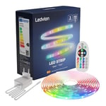 Ledvion Bande LED à intensité variable 3M, RGB, 24V, 9W, Plug & Play, Télécommande, 60 LEDs/m pour la luminosité, Peut être raccourcie à 20cm, Installation simple, Garantie 2 ans, Sans 2 piles AAA