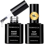 TOMICCA 2 * 15ml Vernis Semi Permanent Base et Top Coat, No Wipe Top Coat et Base Coat Semi Permanent Set, Vernis à ongles Gel Semi-permanent Manucure Kit