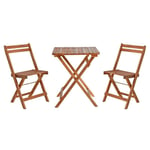 Salon de jardin 2 personnes 2 chaises et 1 table pliantes en bois