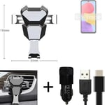  For Samsung Galaxy M13 Airvent mount + CHARGER holder cradle bracket car clamp