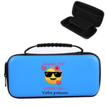 Etui pochette Switch LITE bleu personnalisee prenom smiley good vibes