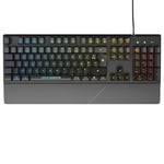 NOVA GAMING – AURIGA – Clavier Gaming à Membrane Filaire USB avec repose poignets – Clavier Gamer, Rétroéclairage RGB dynamique, 104 touches, Antighosting AZERTY Français – Noir