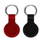 2 Pack Air Tags Silicone Case for 2021 Newest Apple Air Tag Case AirTags Holder Tracker Car Key Ring Protective,Keychain Hook Designed,Safety and Anti-Lost,Mini Easy to Carry (Red+Black)