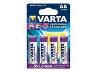 Varta Professional Lithium Aa, Engangsbatteri, Aa, Lithium, 1,5 V, 4 Stk, 2900 Mah