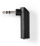 Stereoljudadapter | 3.5 mm hane - 3.5 mm hona | Vinklad 90° | 3-Pole | Svart