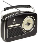 GPO Rydell Retro Portable FM and DAB+ Radio with Retro Dial Face - Black